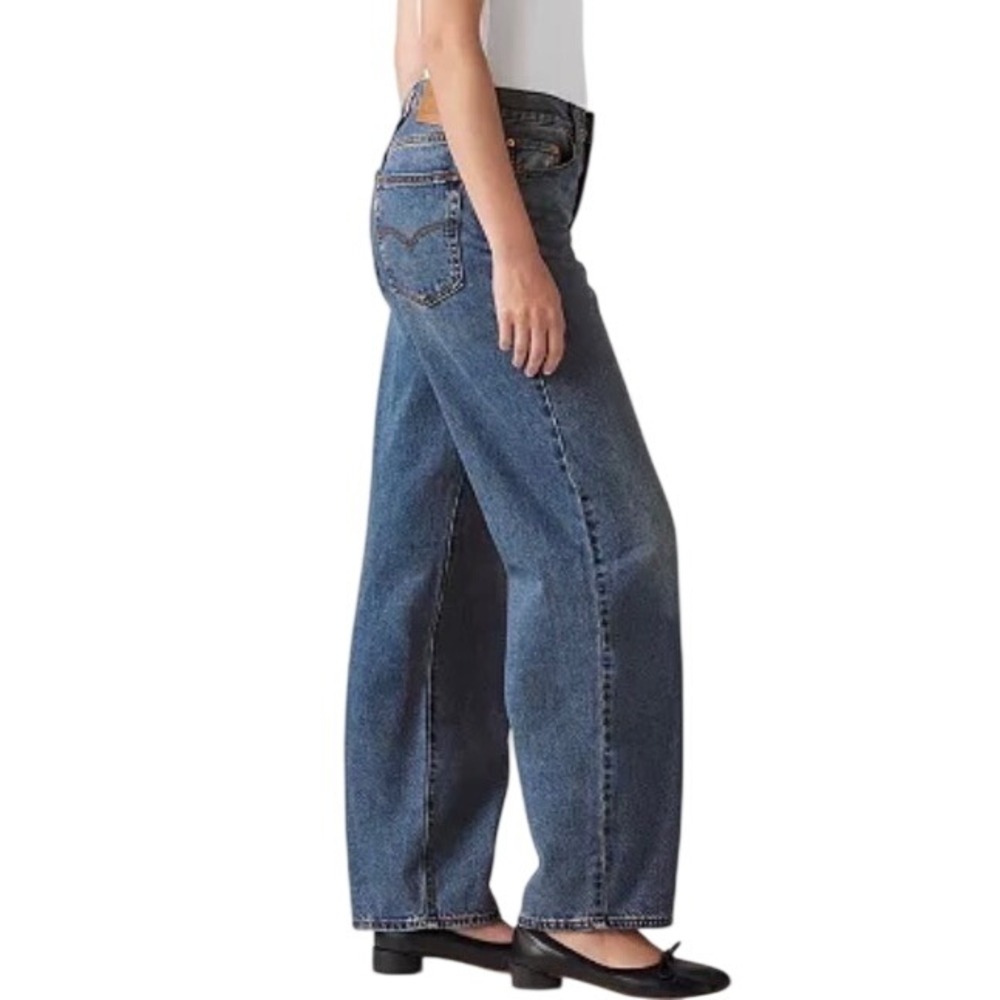 Levis Baggy Dad Jeans Womens 27 Medium Wash Blue Straight Leg Relaxed Fit Denim - Picture 4 of 8